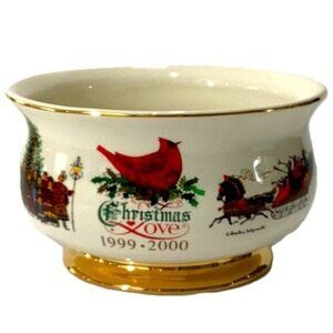 Vintage Teleflora Gift Charles Wysocki Footed Christmas Planter Love 1999-2000